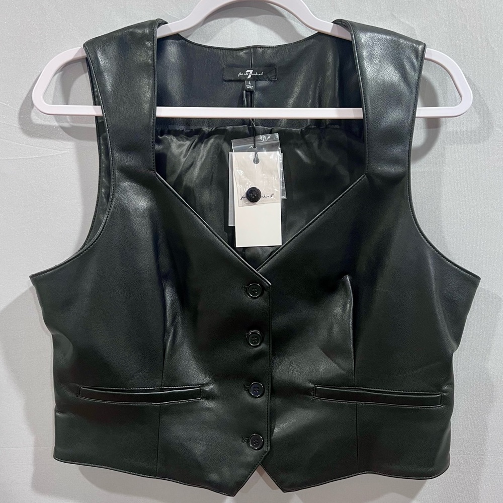 7 For All Mankind Faux Leather Vest, Sz L